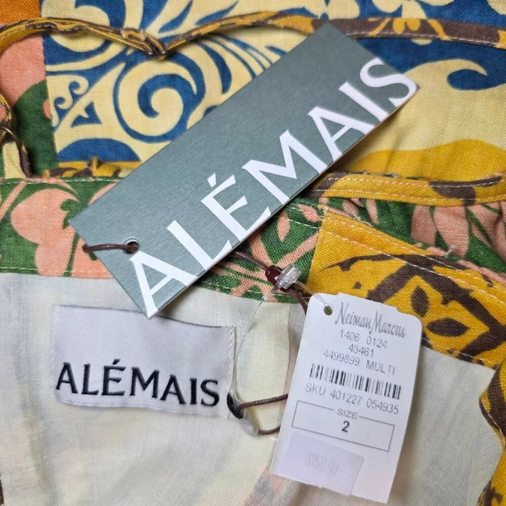 NWT ALEMAIS Archie Floral Linen Mini Flounce Dress 2 - Picture 10 of 13